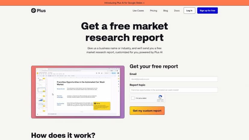 Free Market Research Report from Plus AI